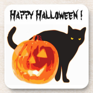 HALLOEEN BLACK CAT EN PUMPKIN DRANKJES ONDERZETTER