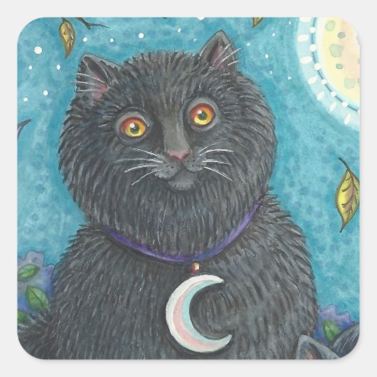HALLOEEN BLACK CAT STICKERS SHEET Square (Voorkant)