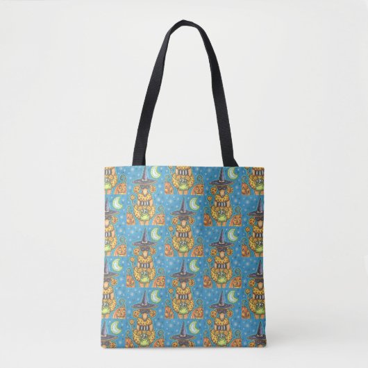 HALLOEEN FUNNY PUMPKIN POODLE SHOULDER CANVAS TAS (Voorkant)