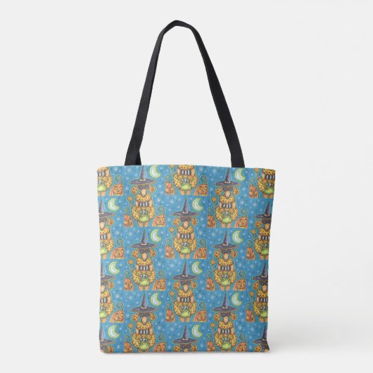 HALLOEEN FUNNY PUMPKIN POODLE SHOULDER CANVAS TAS (Achterkant)