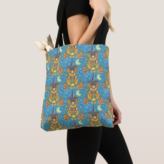 HALLOEEN FUNNY PUMPKIN POODLE SHOULDER CANVAS TAS (Dichtbij)