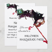 HALLOEEN MASQUERADE PARTIJ wit zwart goud Kaart (Voorkant / Achterkant)