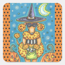 HALLOEEN PUMPKIN POODLE STICKERS SHEET Square