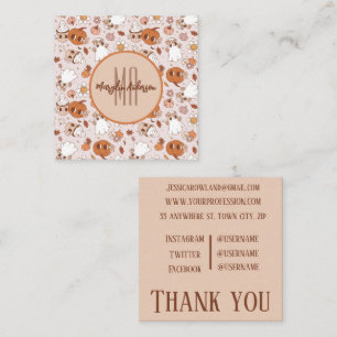 HALLOEEN RETROGROOVY PUMPKINS EN GHOSTS VIERKANTE VISITEKAARTJE