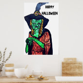 HALLOEEN UGLY OUD WITCH poster (Keuken)