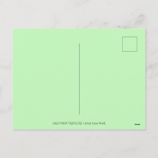 HALLOEEN-WEGTRIP, JACK EN ZWARTE CAT-VRIENDEN FEESTDAGENKAART (Achterkant)