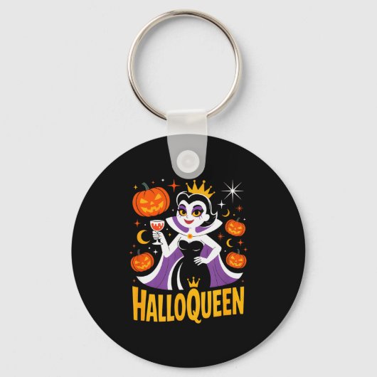 Halloqueen Retro Vamre Queen Halloween Pumpkins Ba Sleutelhanger (Voorkant)