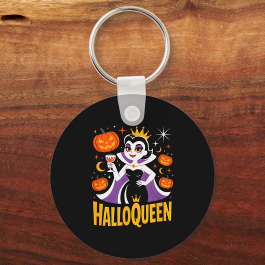 Halloqueen Retro Vamre Queen Halloween Pumpkins Ba Sleutelhanger (Voorkant)