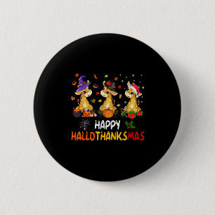 Hallothanksmas Giraffe Halloween Thanksgiving Kers Ronde Button 5,7 Cm