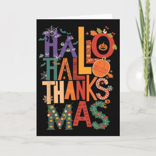 Hallothanksmas Grappige Halloween Thanksgiving Ker Kaart
