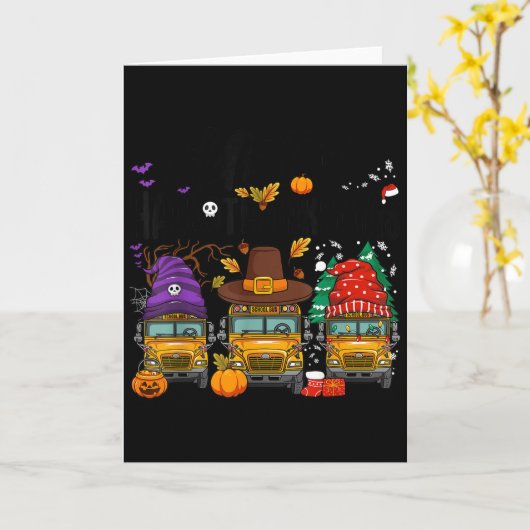 Hallothanksmas Halloween Thanksgiving Christmas Sc Kaart (Gele Bloem)