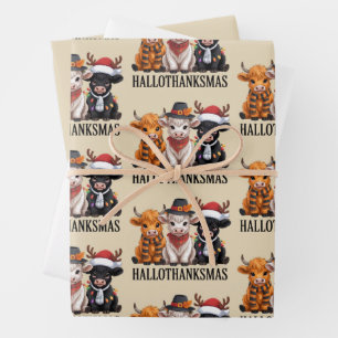 Hallothanksmas Herfst Koe Spokerig Seizoen Boer Xm Inpakpapier Vel