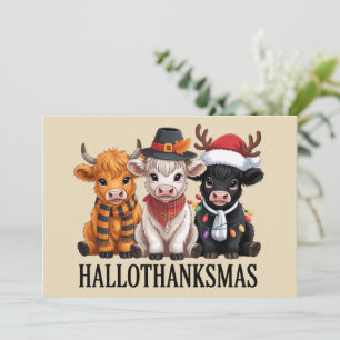 Hallothanksmas Herfst Koe Spookseizoen Boer Xmas Feestdagenkaart
