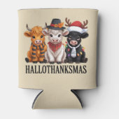 Hallothanksmas Herfst Koe Spooky Seizoen Boer Xmas Blikjeskoeler (Voorkant)