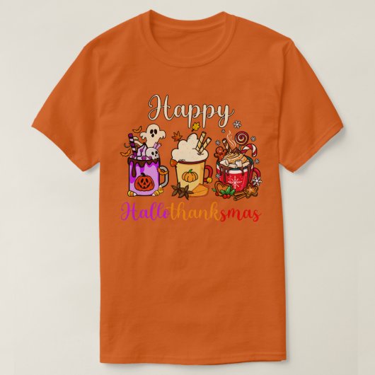 Hallothanksmas heureux café Latte TShirt (Design devant)