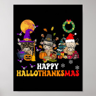 Hallothanksmas Hoogland Koe Halloween Kerstmis Poster