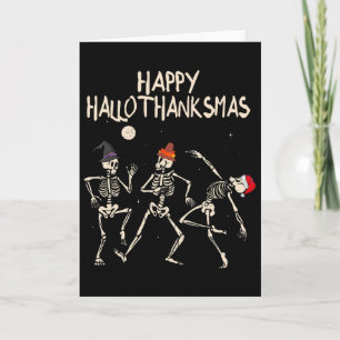 Hallothanksmas Skelet Kerstmis Halloween Dankzeggi Kaart