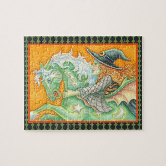 HALLOUEZ EVE WITCH ET HORSE INTERLOCKING PUZZLE (Horizontal)