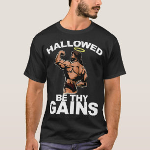 Hallow be Thy Gains grappige kandidaat Jesus Bodyb T-shirt