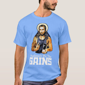 HallowBE's hy Gains Jesus Weight Lifting Workout T-shirt