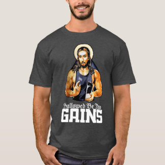 HallowBE's hy Gains Jesus Weight Lifting Workout T-shirt