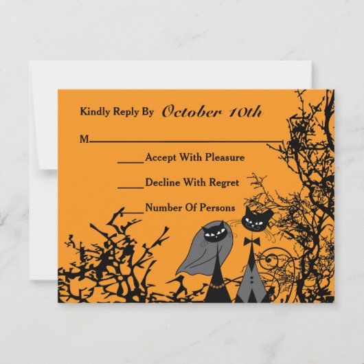 Hallowedende Katten Wedding RSVP-kaart RSVP Kaartje (Voorkant)