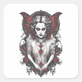 Halloween 13 vampier, eng monster, vierkante sticker