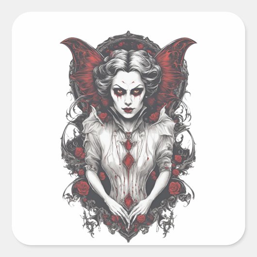 Halloween 13 vampier, eng monster, vierkante sticker (Voorkant)