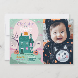 Halloween 1e foto Ghosts House Party spookachtig Kaart