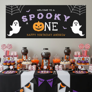 Halloween 1e verjaardag Spooky One Ghost Gothic Spandoek