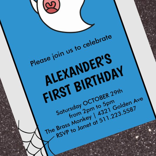 Halloween 1e verjaardag uitnodigingen oktober wein