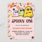 Halloween 1e verjaardag uitnodigingen Spooky one r (Voorkant / Achterkant)