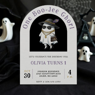 Halloween 1e verjaardagsfeest Een Boujee Ghost Kaart