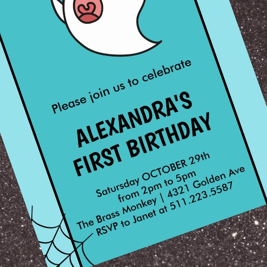 Halloween 1er anniversaire invitation spider web g