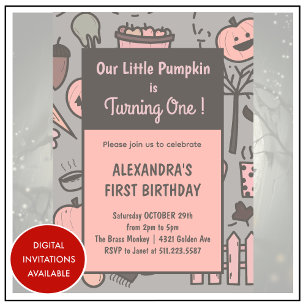 Halloween 1er anniversaire invitations automne cit