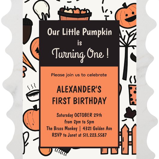 Halloween 1er anniversaire invitations automne oct