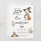 Halloween 1er anniversaire oie invitation sorcière (Devant)