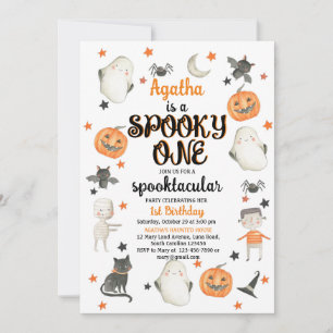 Halloween 1st Birthday Invitation Spooky One Kaart