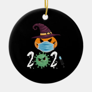 Halloween 2021 Pompoen Draag Masker Grappig Feest Keramisch Ornament