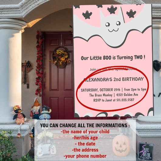 halloween 2e anniversaire invitation Ghost Little 