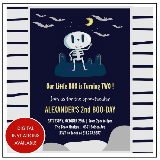 Halloween 2e anniversaire invitation livre spookta