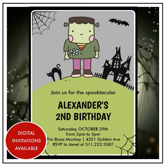 Halloween 2e anniversaire invitations mignon Monst