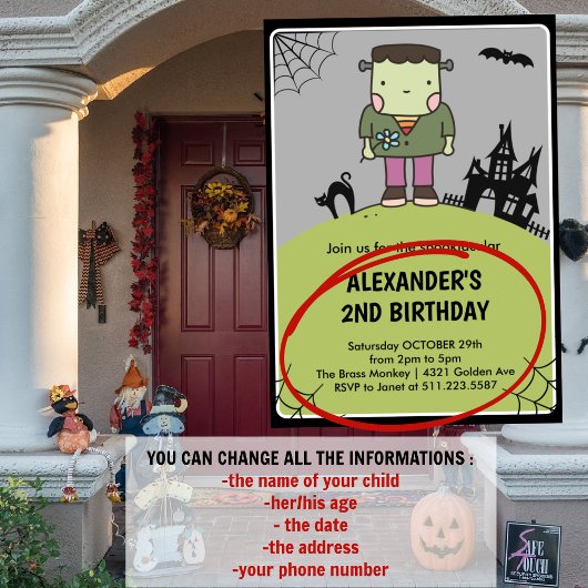 Halloween 2e anniversaire invitations mignon Monst