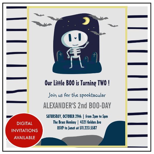 Halloween 2e anniversaire invitations mignonnes po