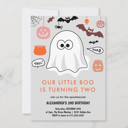 Halloween 2e verjaardag spooktacular kleine boo kaart (Voorkant)