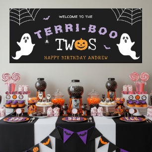 Halloween 2e Verjaardag Terri-Boo Twos Ghost Gothi Spandoek