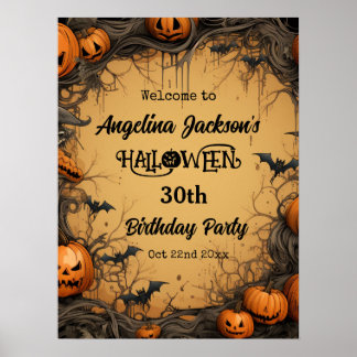 Halloween 30e verjaardagsfeest Pompoen welkom Poster