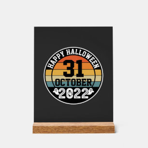 Halloween 31 oktober 2022 Zonsondergang Retro ontw Acryl Bord