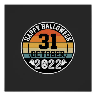 Halloween 31 oktober 2022 Zonsondergang Retro ontw Perfect Poster