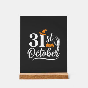 Halloween 31 oktober Pompoen Heksenhoed Ontwerp_1 Acryl Bord